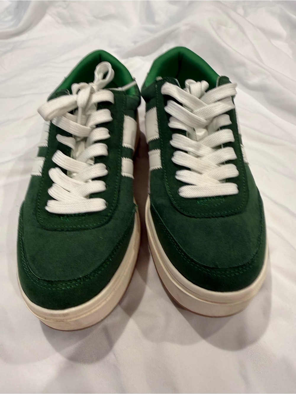 Steve Madden Green Suede Low-Top Sneakers with White Accents